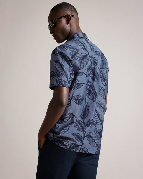 HOWTH-Shirts-SS Regular Linen Leaf Shirt- Ted Baker Romania